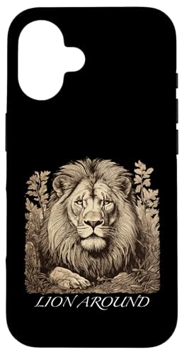 Rund um den Löwen - Löwenillustration Hülle für iPhone 16 Rund um den Löwen - Löwenillustration Hülle für iPhone 16 von Tee4Tu / Cookie Money Design