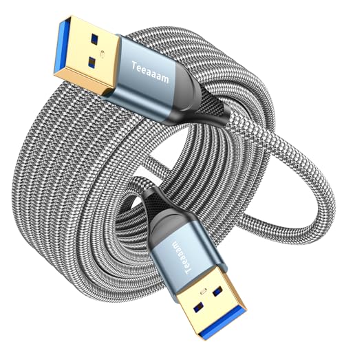 Teeaam USB 3.0 Kabel 1.5M,5Gbps Super Speed,Nylon USB Kabel auf USB kompatibel mit Drucker, Laptop, Festplatten, Kamera usw.grau von Teeaam