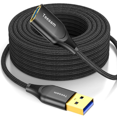 Teeaam USB Verlängerung Kabel 5M,Verlängerungskabel A Stecker auf A Buchse Verlängerung 5Gbps ultraschnelle Nylon Stoffmantel für Kartenlesegerät,Tastatur, Drucker, Scanner, Kamera.schwarz von Teeaam