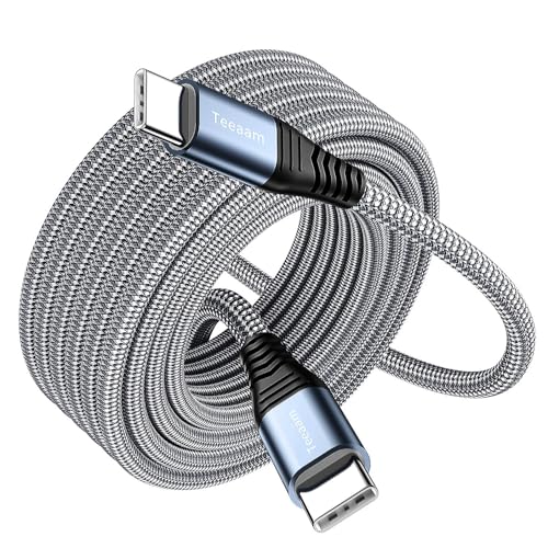 Teeaam Extra langes USB C auf USB C Kabel 10M PD 60W Typ c auf Typ C Kabel Schnellladung kompatibel für iPhone 15,MacBook Air/Pro,iPad Pro 2020,Samsung Galaxy S22/S21 S21+ S20,Gray von Teeaam