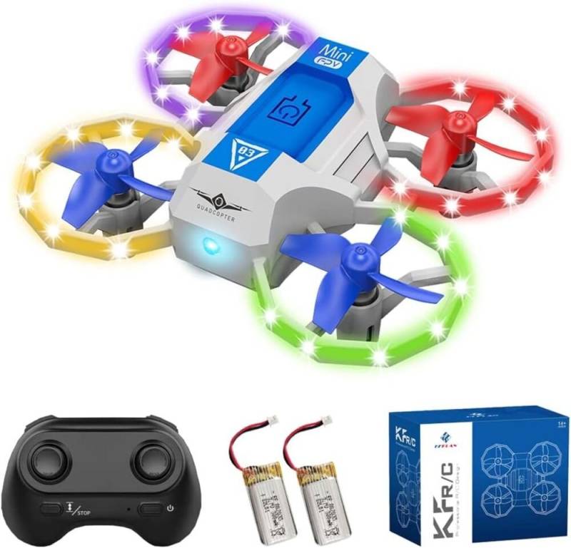Teeggi mit Lichtern für Kinder,Sprachsteuerung Leuchtet, RC Quadcopter Drohne (mit vier Protektoren, Headless Modus für Anfänger Kinderspielzeug) von Teeggi