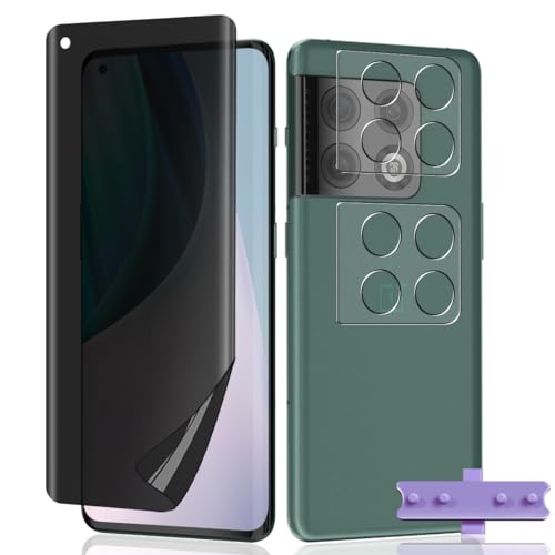 Teenrpov [1+2 Stück Schutzfolie für OnePlus 10 Pro Sichtschut Weich TPU Folie + OnePlus 10 Pro Kamera Schutzglas, OnePlus 10 Pro Anti-Spy Privatsphäre Weich TPU Kratzfest von Teenrpov