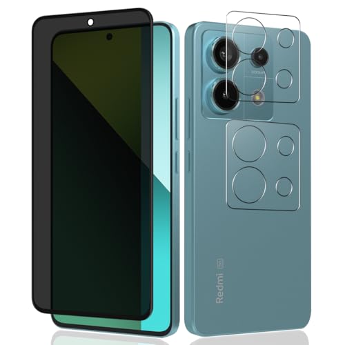 Teenrpov [1+2 Stück Schutzfolie für Xiaomi Redmi Note 13 Pro 5G Panzerglas Sichtschutz und Kameraschutz Schutzglas, Privacy Anti-Spy Screen Protector Displayschutzfolie für Redmi Note 13 Pro 5G von Teenrpov