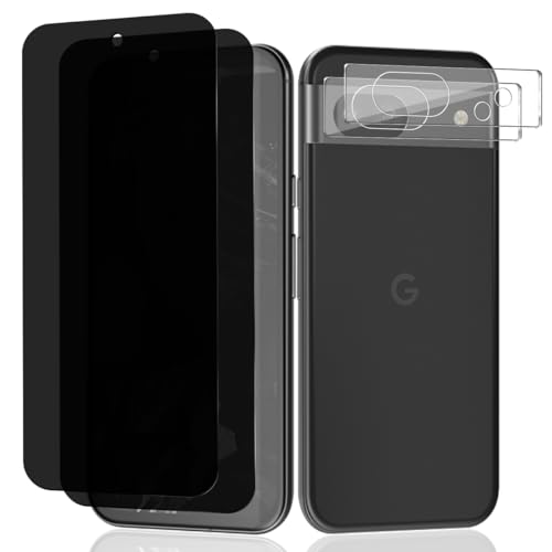 Teenrpov [2+2 Stück Schutzfolie für Google Pixel 8a Panzer Schutz Glas Sichtschut und Kameraschutz Schutzglas, Privacy Anti-Spy Screen Protector Displayschutzfolie für Google Pixel 8a von Teenrpov