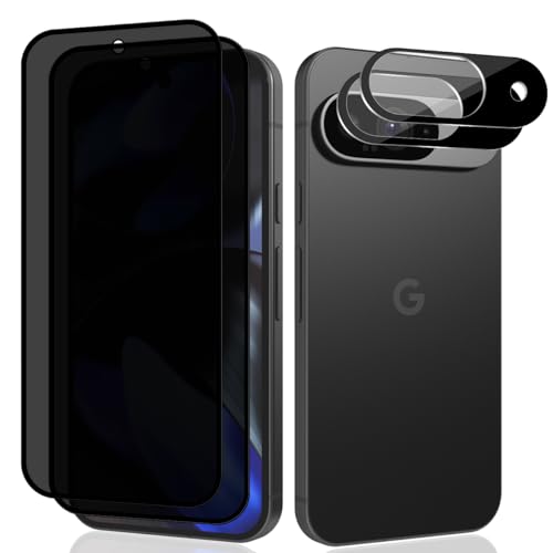 Teenrpov [2+2 Stück Schutzfolie für Google Pixel 9 Panzer Schutz Glas Sichtschut und Kameraschutz Schutzglas, Privacy Anti-Spy Screen Protector Displayschutzfolie für Google Pixel 9 von Teenrpov