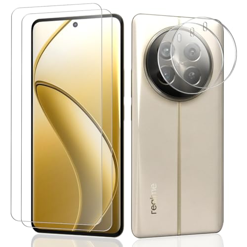 Teenrpov [2+2 Stück Schutzfolie für Realme 12+ 5G/ Realme 12 Plus 5G/ Realme 12 4G Panzerglas + Kamera Schutzglas, 9H/HD/Kratzfest Displayschutzfolie für Realme 12 Plus 5G/ Realme 12 4G Panzerfolie von Teenrpov
