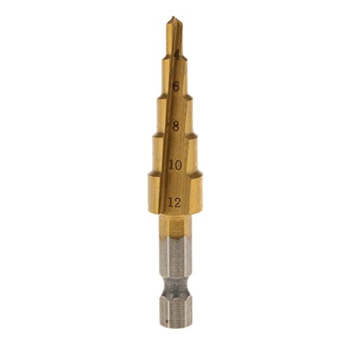Premium Titanbeschichteter Sechskantschaft-Stufenbohrer, 4–12 mm, HSS-Stahl, hohe Präzision, zum Entgraten und Vergrößern von Löchern von Teesea