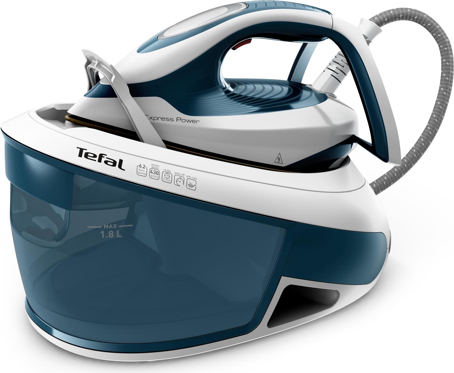Tefal Express Power SV8111 1,8 l Durilium AirGlide Autoclean soleplate Blau - Weiß (SV8111E0) von Tefal
