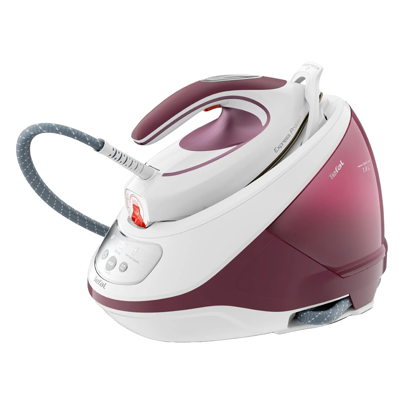 Tefal SV9201E0 Express Protect Wei?/Burgunder Aussteller | Dampfb?gelstation | 2800 Watt | 1.8 Liter | 130 g/min | 7.5 bar | Vertikaldampf | Tropfstopp von Tefal