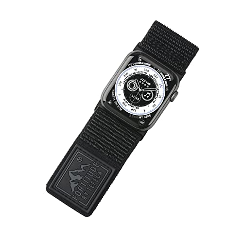 Tefeca Fortitude Serie Ultrawide Armband Kompatibel mit Apple Watch Ultra/Ultra2 Serie 9/8/SE2/7/6/SE/5/4/3/2/1(49/45/44/42mm M/L, Dehnbares Gewebtes Nylon in Schwarz) von Tefeca