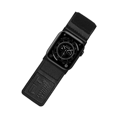 Tefeca Fortitude Series Armband für Apple watch/Apple Watch Ultra, Uhrarmband/Ersatzarmband Kompatibel mit Apple Watch(49/45/44/42mm M/L, Ultrabreites Leder Schwarz) von Tefeca