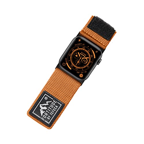 Tefeca Fortitude Serie Ultrawide Armband Kompatibel mit Apple Watch Ultra/Ultra2 Serie 9/8/SE2/7/6/SE/5/4/3/2/1(49/45/44/42mm M/L, Nylon Leuchtend Orange) von Tefeca