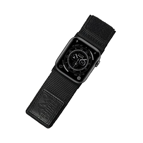 Tefeca Fortitude Series Armband für Apple watch/Apple Watch Ultra, Uhrarmband/Ersatzarmband Kompatibel mit Apple Watch(49/45/44/42mm M/L, Ultrabreites Nylon Schwarz) von Tefeca