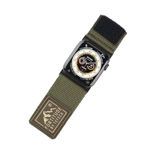 Tefeca Fortitude Serie Ultrawide Armband Kompatibel mit Apple Watch Ultra/Ultra2 Serie 9/8/SE2/7/6/SE/5/4/3/2/1(49/45/44/42mm M/L, Segeltuch Armeegrün) von Tefeca
