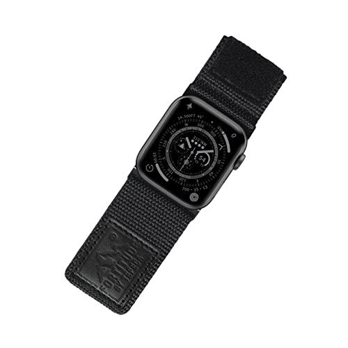 Tefeca Fortitude Serie Ultrawide Armband Kompatibel mit Apple Watch Ultra/Ultra2 Serie 9/8/SE2/7/6/SE/5/4/3/2/1(49/45/44/42mm M/L, Segeltuch Schwarz) von Tefeca