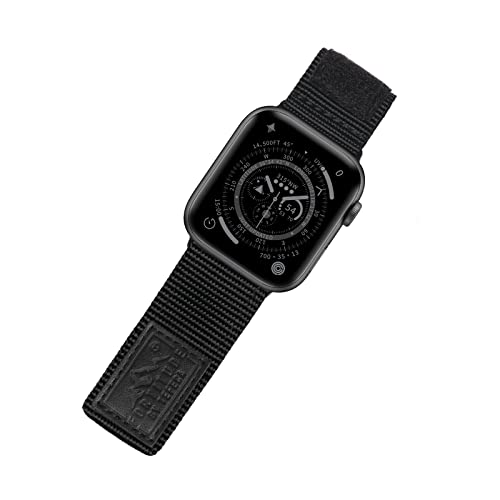 Tefeca Fortitude Series Armband für Apple watch/Apple Watch Ultra, Uhrarmband/Ersatzarmband Kompatibel mit Apple Watch(49/45/44/42mm S/M, Standardbreite Leinwand schwarz) von Tefeca