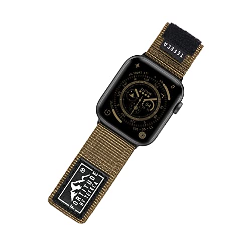 Tefeca Fortitude Series Armband für Apple watch/Apple Watch Ultra, Uhrarmband/Ersatzarmband Kompatibel mit Apple Watch(49/45/44/42mm S/M, Standardbreites Nylon Armeegrün) von Tefeca