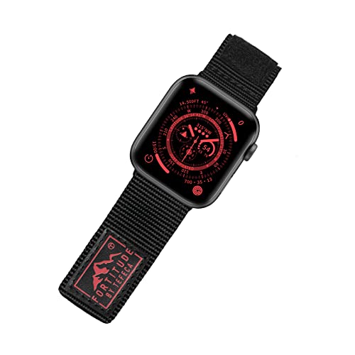 Tefeca Fortitude Series Armband für Apple watch/Apple Watch Ultra, Uhrarmband/Ersatzarmband Kompatibel mit Apple Watch(49/45/44/42mm S/M, Standardbreites Nylon schwarz rot) von Tefeca