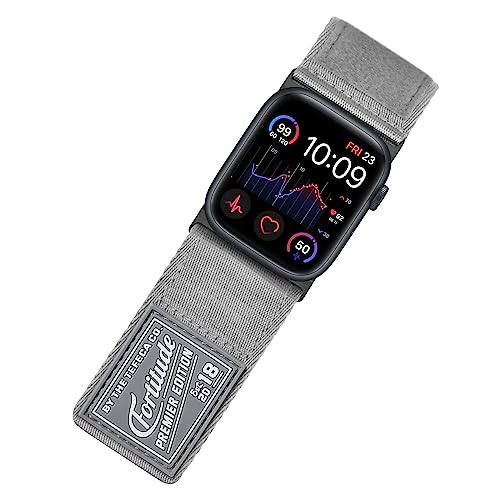 Tefeca Fortitude Series Armband für Apple watch/Apple Watch Ultra, Uhrarmband/Ersatzarmband Kompatibel mit Apple Watch（49/45/44/42mm S/M,Ultra Wide Nylon Grau mit schwarzen Adaptern） von Tefeca