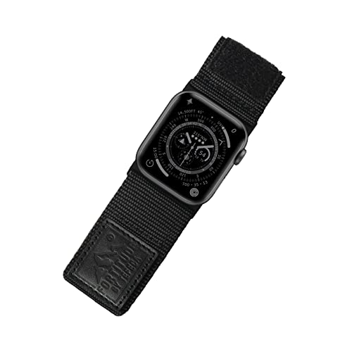 efeca Fortitude Series Armband für Apple watch/Apple Watch Ultra, Uhrarmband/Ersatzarmband Kompatibel mit Apple Watch (49/45/44/42mm S/M, Ultrabreites Nylon Schwarz) von Tefeca
