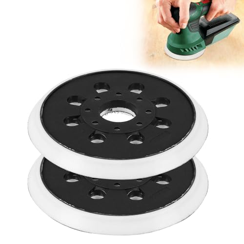 Schleifteller 125 Klett, 2 Stück Polierscheibe 125 mm, 8-Loch-Design Exzenterschleifer Schleifteller, Rrundes Haken Pad Schleifpad für elektrische Schleifmaschinen (Mit mittlerer Öffnung) von Tefola