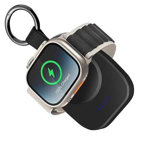 Tragbares Ladegerät für Apple Watch, kabelloses Ladegerät für iWatch, Schnellladung, 1400 mAh, Powerbank, Reise-Schlüsselanhänger, Ladegerät für Apple Watch Series Tragbares Ladegerät für Apple Watch, kabelloses Ladegerät für iWatch, Schnellladung, 1400 mAh, Powerbank, Reise-Schlüsselanhänger, Ladegerät für Apple Watch Series von Teilybao
