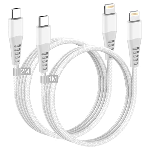 USB C Lightning Kabel 2M+1M [Apple MFi Zertifiziert], Nylon iPhone Ladekabel USB C iPhone Kabel USB C auf Lightning Ladekabel iPhone Schnellladekabel für iPhone 14 Pro Max/13/12 Mini/11/XS/XR/8/SE von Teione