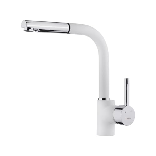 GRIFO ARK 938 W BLANCO Monomando icono de Teka, en elegante blanco y cromo, pintura anti huellas, fácil mantenimiento, resistente maneral metálico, flexible extra resistente von Teka