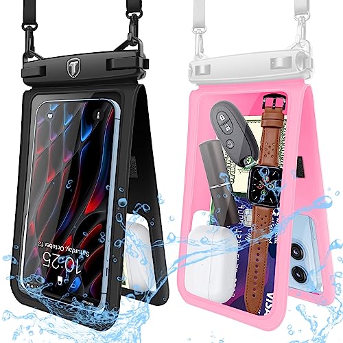 Tekcoo Double Space Abnehmbare wasserdichte Handyhülle [2er-Pack] IPX8 Pouch Lanyard Dry Bag für iPhone 14/13/12/11 Pro Max/Pro/Xr/Xs/SE/8 Plus, Galaxy S23/S22/S21/S20/Note 20/10/S10/A14/A13 5G bis zu von Tekcoo
