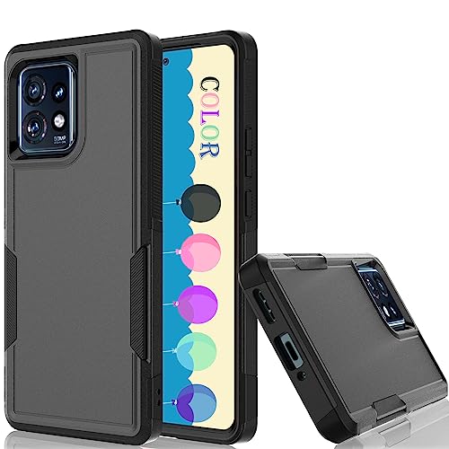 Tekcoo Schutzhülle für Motorola Edge+ 2023,Moto Edge Plus 5G UW 2023,Edge 40 Pro,X40,XT2301 [Militärqualität, niedliche, harte rutschfeste Stoßstangen-Handyhülle [schwarz] von Tekcoo