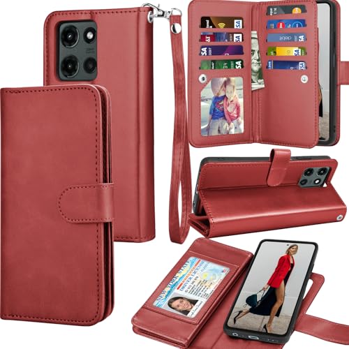 Tekcoo Schutzhülle für Motorola Moto G 5G 2025 | Moto G (nur 2025) | XT2513, luxuriöses PU-Leder, Kreditkartenfächer, Tragetasche, Folio-Schutzhülle [abnehmbare magnetische Hartschalen] Umhängeband von Tekcoo