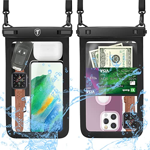 Tekcoo Wasserdichte Handyhülle, IPX8, mit großer Kapazität, 2 Stück, schwarze Tasche, Umhängeband, Urlaubstrockentasche für iPhone 15/14/13/12/11 Pro Max/Pro/8 Plus, Galaxie S24 Ultra/S23/S22/S21/Note Tekcoo Wasserdichte Handyhülle, IPX8, mit großer Kapazität, 2 Stück, schwarze Tasche, Umhängeband, Urlaubstrockentasche für iPhone 15/14/13/12/11 Pro Max/Pro/8 Plus, Galaxie S24 Ultra/S23/S22/S21/Note von Tekcoo