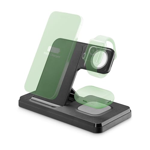 Teknoll - Wireless Charging Station - 15W für kabelloses Smartphone - 5W für Bluetooth-Audio - Original Apple Watch Kabel-Slot - USB-A-zu-USB-C-Kabel enthalten - Gleichzeitiges Laden - Schwarz Teknoll - Wireless Charging Station - 15W für kabelloses Smartphone - 5W für Bluetooth-Audio - Original Apple Watch Kabel-Slot - USB-A-zu-USB-C-Kabel enthalten - Gleichzeitiges Laden - Schwarz von Teknoll
