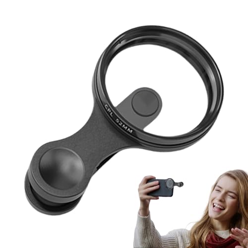 Polarisierter Telefonfilter, rund, schlank, 52 mm Clip, Handy-Polarisationsfilter, Kameralinse, Polarisationszubehör für Profis, Enthusiasten, Anfänger Polarisierter Telefonfilter, rund, schlank, 52 mm Clip, Handy-Polarisationsfilter, Kameralinse, Polarisationszubehör für Profis, Enthusiasten, Anfänger von Teksome