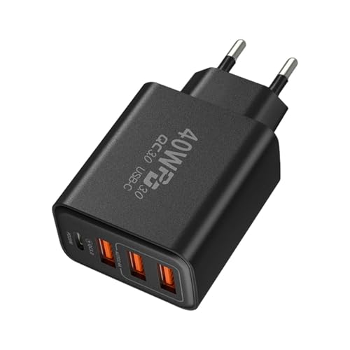 USB-Wandstecker,3usb +1pd USB-Netzteil USB-Ladeblock - 40W Schnellladegerät Schnellladeblock für Handy, Tablet, Laptop, Kopfhörer von Teksome