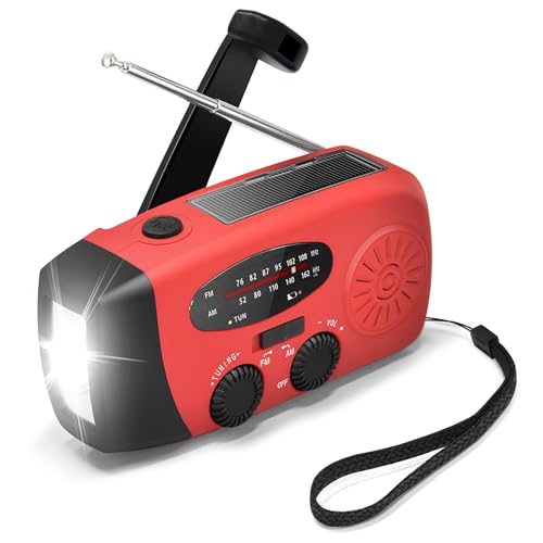Weather Radio 2000mAh/, Survival Radio, Solar Hand Crank Emercys RadioMit AM/FM/SW Wetteralarm, Taschenlampe, Leselampe, Handy -Ladegerät und SOS -Sirene Weather Radio 2000mAh/, Survival Radio, Solar Hand Crank Emercys RadioMit AM/FM/SW Wetteralarm, Taschenlampe, Leselampe, Handy -Ladegerät und SOS -Sirene von Teksome