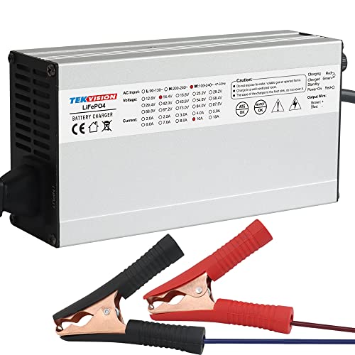 Tekvision LiFePO4 Ladegerät 14,4V 10A mit Fuse LFP Batterie Lithium Akku Charger (LFP 14,4V 10A) von Tekvision