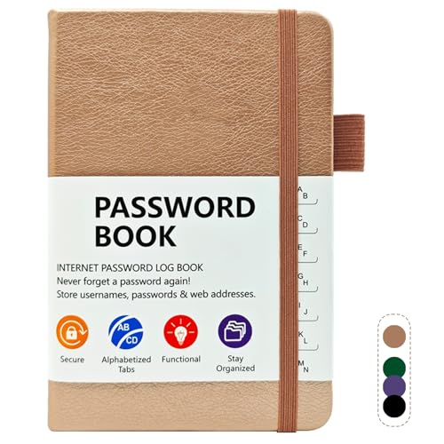 Passwortbuch mit Alphabetischen Registern, notizbuch mit register, kleines notizbuch, Passwort Passwort-Notizbuch für Internet-Webseitenadressen und Login-Details, Passwort-Logbuch. (Gold) von Tel Charme *
