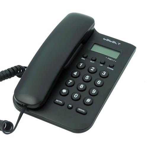 TelPal FSK/DTMF Simple Caller ID Telefon mit LCD-Anrufnummern-Display, kleiner Schreibtisch/Wandmontage, analoges Telefon für Home Office (schwarz) von TelPal