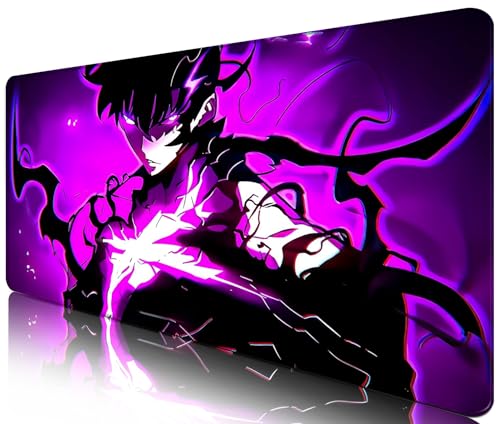 Solo Leveling Mousepad | Grand Mouse Pad Solo Leveling | Blau | XXL 800 x 300 mm | Schreibtischunterlage wasserdicht - rutschfest, Sung Jin-woo von Telabakolu