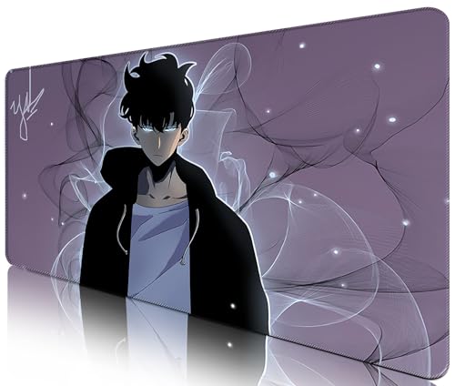 Solo Leveling Mousepad | Grand Mouse Pad Solo Leveling | Blau | XXL 800 x 300 mm | Schreibtischunterlage wasserdicht - rutschfest, Sung Jin-woo von Telabakolu