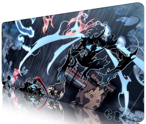 Solo Leveling Mousepad | Grand Mouse Pad Solo Leveling | Blau | XXL 800 x 300 mm | Schreibtischunterlage wasserdicht - rutschfest, Sung Jin-woo von Telabakolu