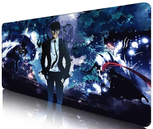 Solo Leveling Mousepad | Grand Mouse Pad Solo Leveling | Blau | XXL 900 x 400 mm | Schreibtischunterlage wasserdicht - rutschfest, Sung Jin-woo von Telabakolu