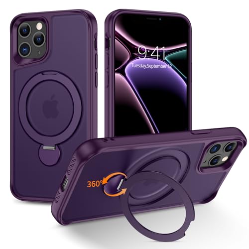 Telaso 360° Drehbarer Magnetisch für iPhone 11 Pro Hülle, Mattiert Handyhülle für iPhone 11 Pro Case, Schutzhülle Cover Stoßfest und Sturzsichere, Lila von Telaso
