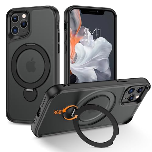 Telaso 360° Drehbarer Magnetisch für iPhone 11 Pro Hülle, Mattiert Handyhülle für iPhone 11 Pro Case, Kompatibel mit MagSafe, Schutzhülle Cover Stoßfest und Sturzsichere, Schwarz Telaso 360° Drehbarer Magnetisch für iPhone 11 Pro Hülle, Mattiert Handyhülle für iPhone 11 Pro Case, Kompatibel mit MagSafe, Schutzhülle Cover Stoßfest und Sturzsichere, Schwarz von Telaso