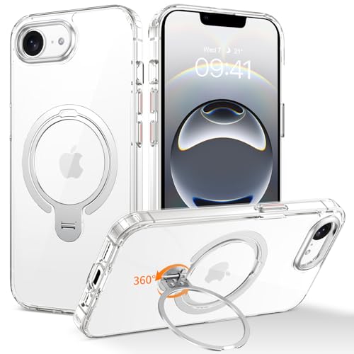 Telaso 360° Magnetständer für iPhone 16e Hülle, Handyhülle für iPhone 16e Case, Kompatibel mit MagSafe, Schutzhülle Cover für iPhone 16e Stoßfest und Sturzsichere, Transparentfarbe Telaso 360° Magnetständer für iPhone 16e Hülle, Handyhülle für iPhone 16e Case, Kompatibel mit MagSafe, Schutzhülle Cover für iPhone 16e Stoßfest und Sturzsichere, Transparentfarbe von Telaso