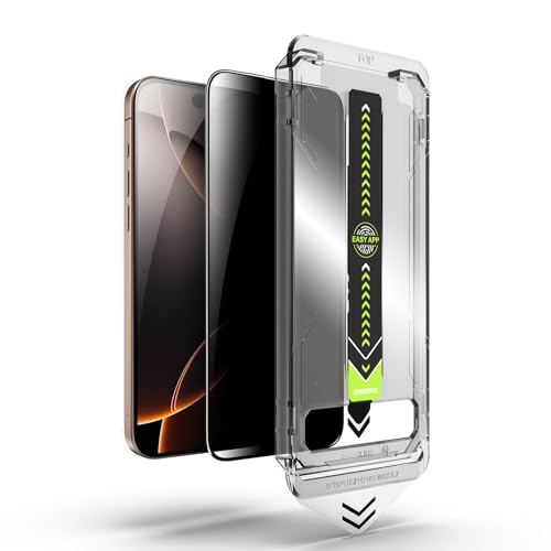 Telaso Displayschutzfolie für iPhone 16 Pro Max, Anti-Peeping-Displayschutzfolie mit 1 staubfreien Installationswerkzeug, 4,6 m Militärqualität, bruchsicher, Härtegrad 9H + gehärtetes Glas von Telaso