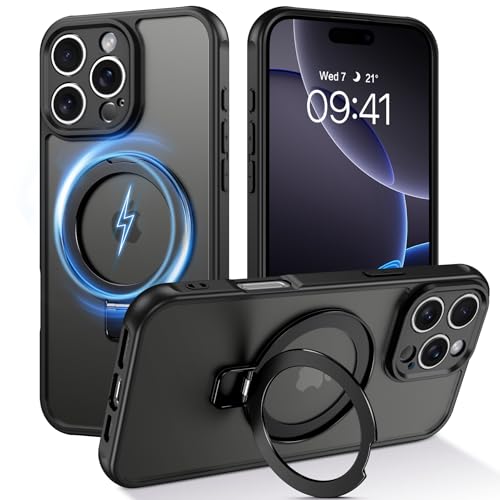 Telaso Magnetisch für iPhone 16 Pro Max Hülle mit Ständer, [Kompatibel mit MagSafe] [Voller Kameraschutz], Schlanke, durchscheinende, matte stoßfeste Schutzhüllen für iPhone 16 Pro Max 6,9 Zoll von Telaso