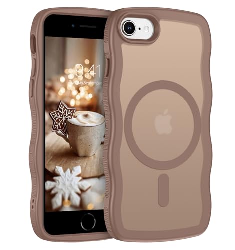Telaso Magnetisch für iPhone SE 2022/SE 2020/8/7 Hülle, Kompatibel mit Magsafe Wave Frame Design Translucent Matte Back Silikon Bumper Military Grade Schutzhülle für Frauen Mädchen Braun Telaso Magnetisch für iPhone SE 2022/SE 2020/8/7 Hülle, Kompatibel mit Magsafe Wave Frame Design Translucent Matte Back Silikon Bumper Military Grade Schutzhülle für Frauen Mädchen Braun von Telaso