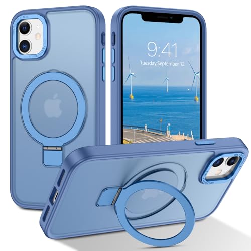 Telaso Magnetische Schutzhülle für iPhone 12 Mini, kompatibel mit Magsafe mit magnetischem Ständer, Ringhalter, durchscheinende matte Rückseite, TPU-Stoßdämpfer, Militärqualität, Schutzhülle für Telaso Magnetische Schutzhülle für iPhone 12 Mini, kompatibel mit Magsafe mit magnetischem Ständer, Ringhalter, durchscheinende matte Rückseite, TPU-Stoßdämpfer, Militärqualität, Schutzhülle für von Telaso